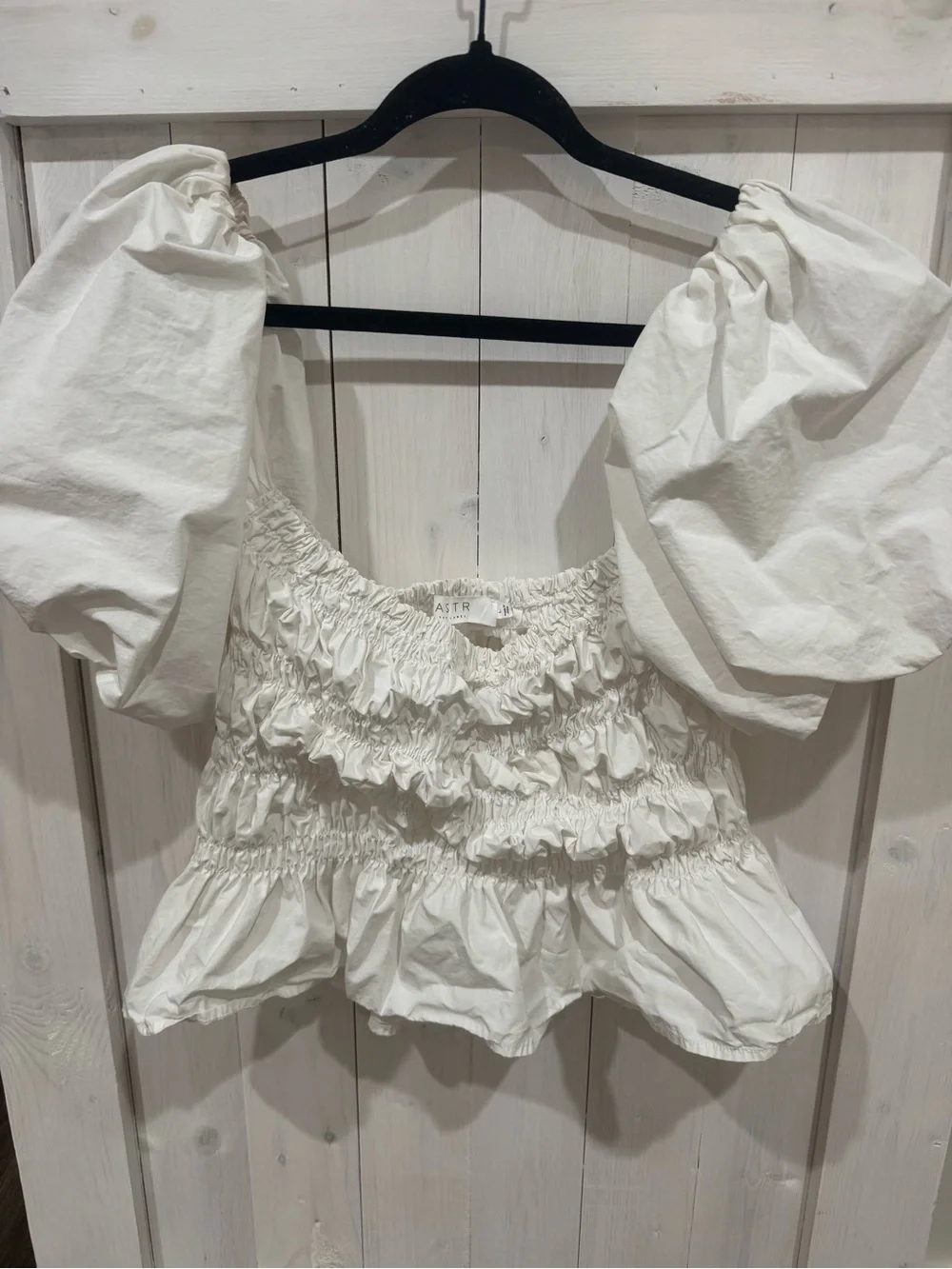 Astr White Smocked Square-Neck Peplum Blouse - Picture 2 of 7
